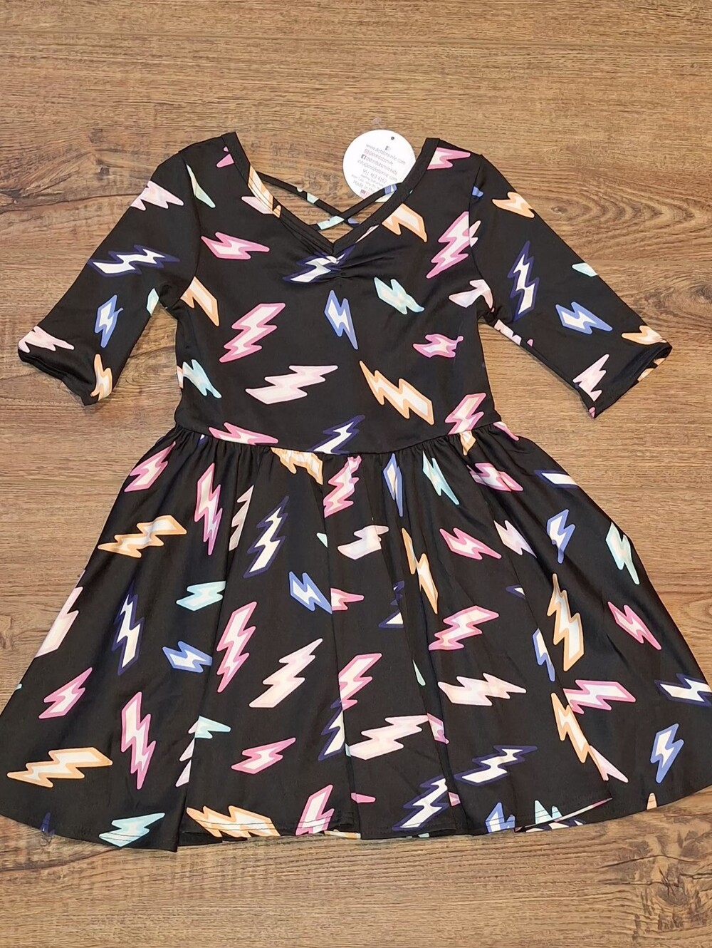 Dot Dot Smile Girls' Black Lightning Bolt Twirl Dress ☆SIZE 3/4☆ NWT